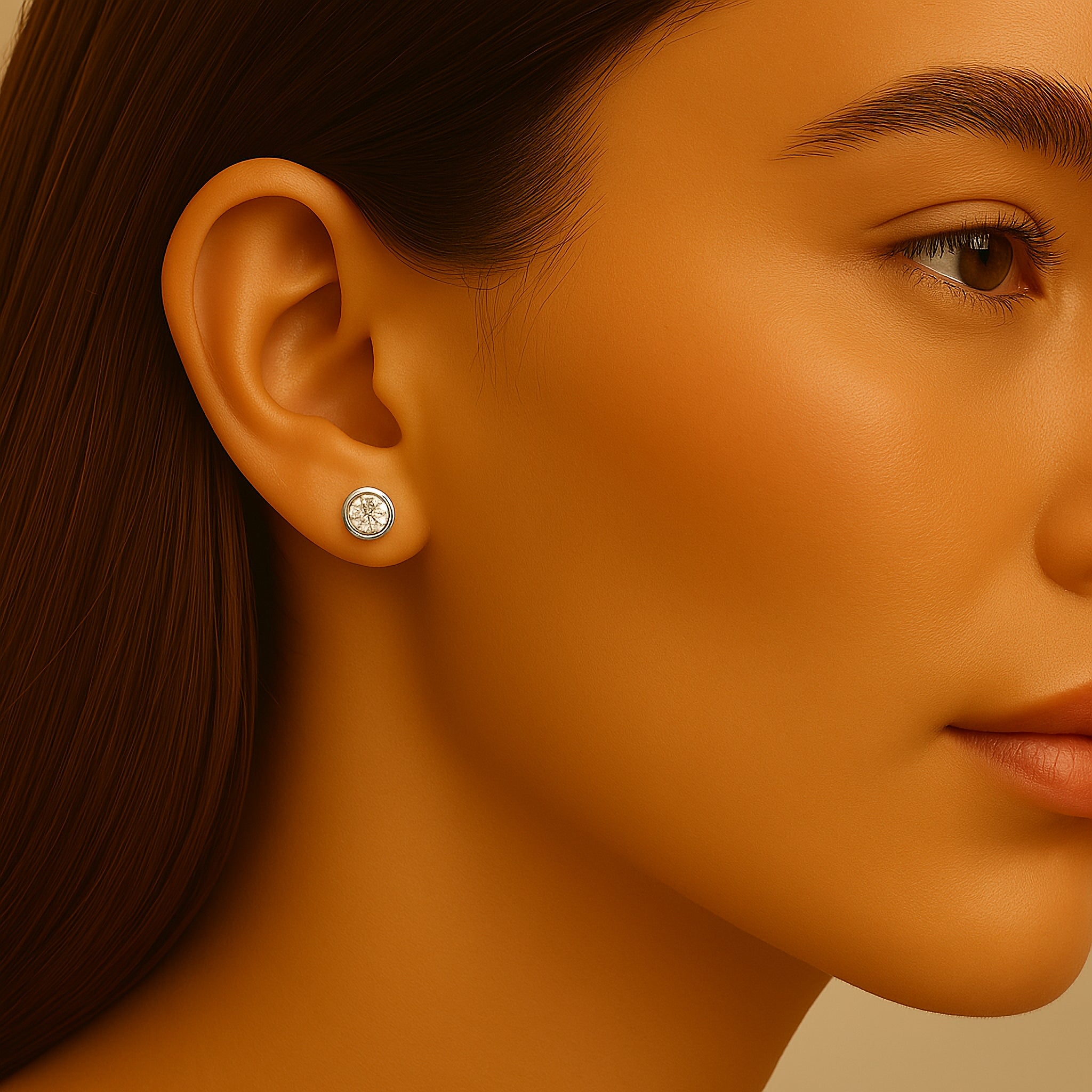 Lab Grown Round Diamond Bezel Stud Earrings - Iris + Mill
