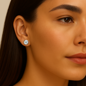 Lab Grown Round Diamond Bezel Stud Earrings - Iris + Mill