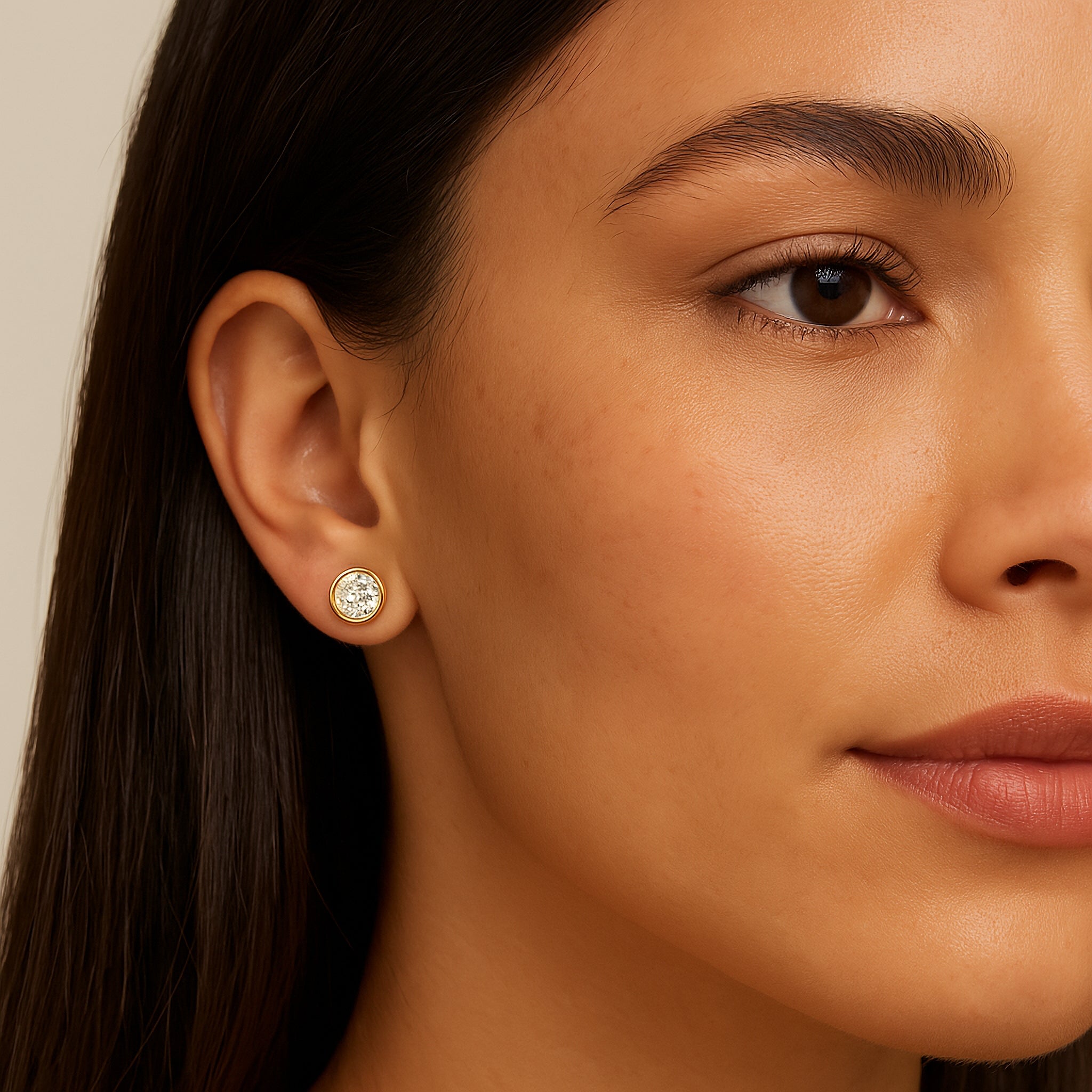 Lab Grown Round Diamond Bezel Stud Earrings - Iris + Mill