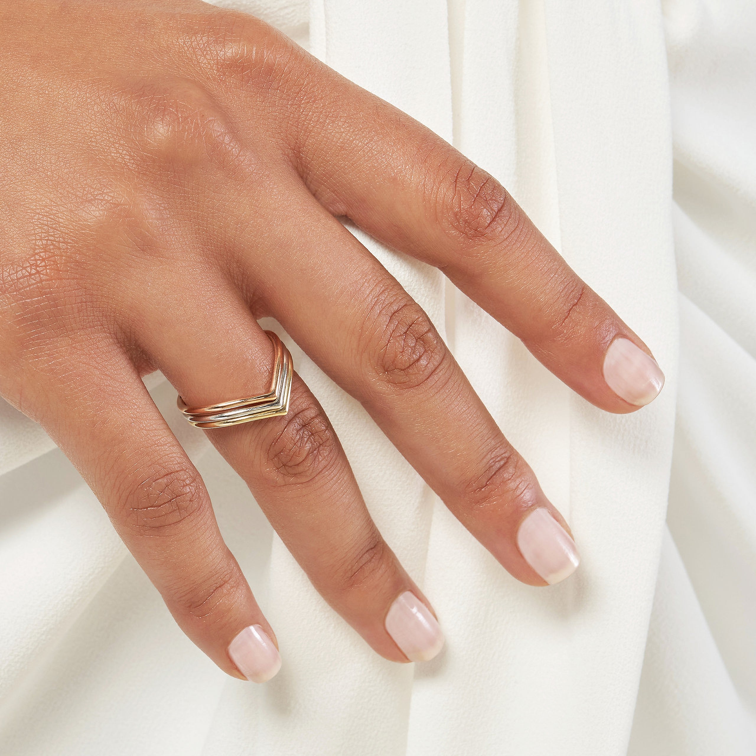 Petite Chevron Stackable Ring - Iris + Mill