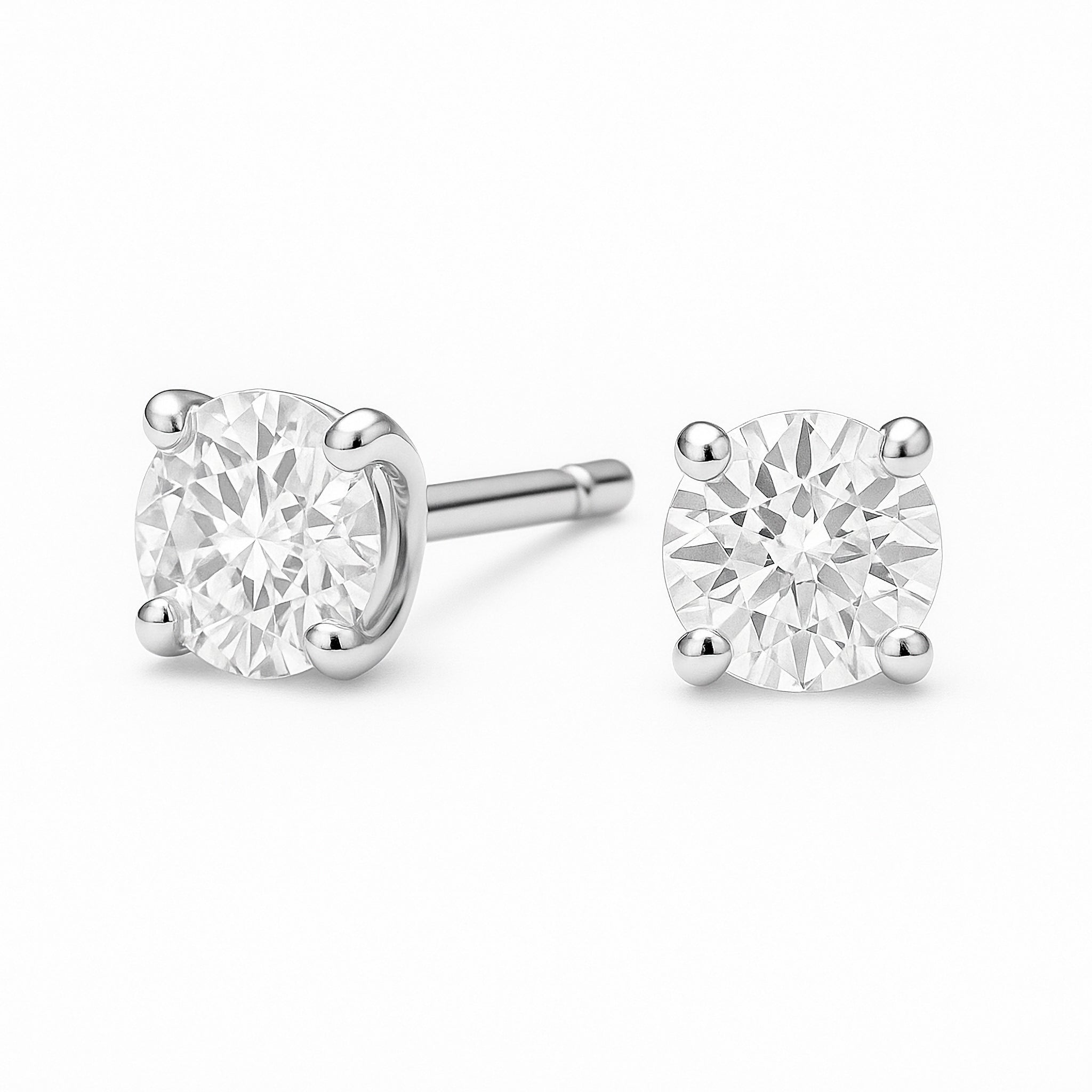 Round Natural Diamond Stud Earrings