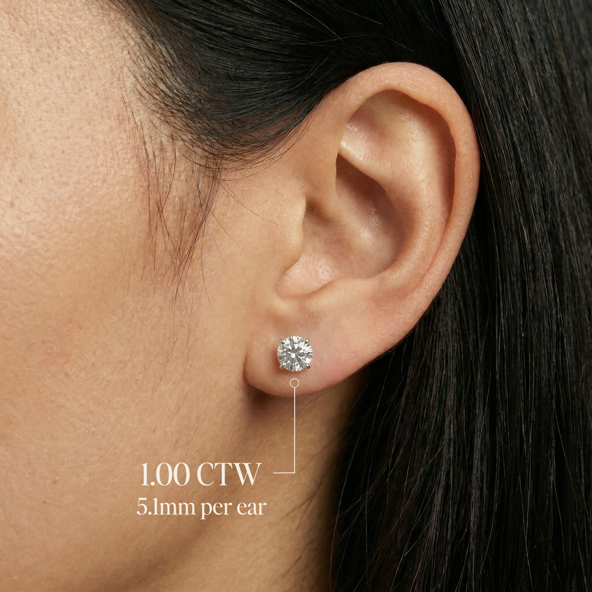 Lab Grown Round Diamond Stud Earrings