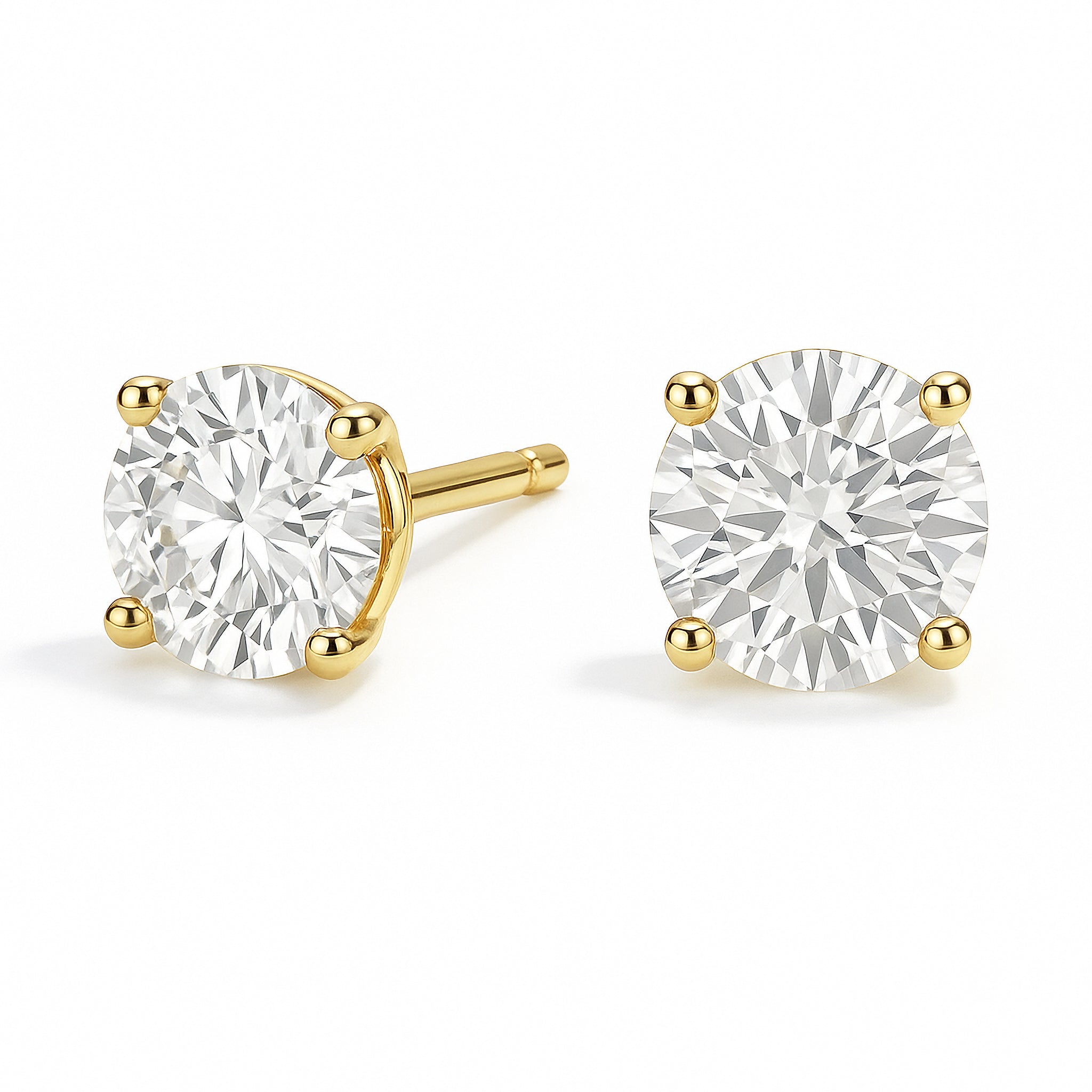 Lab Grown Round Diamond Stud Earrings