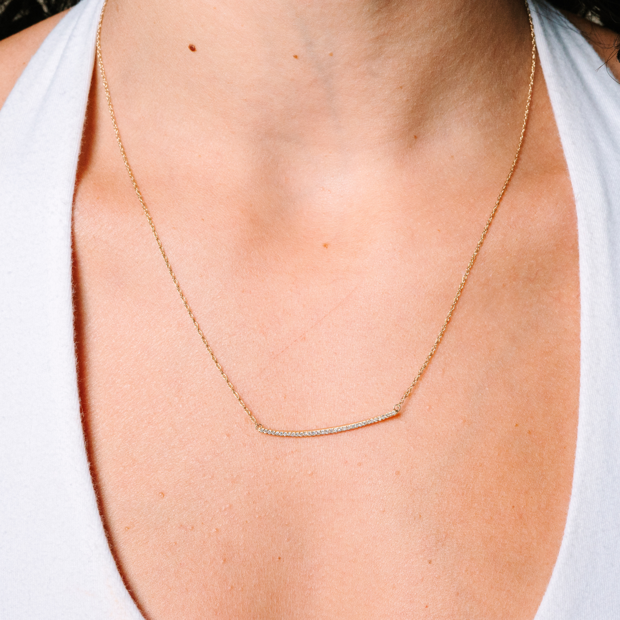 Diamond Bar Necklace in 14k Yellow Gold