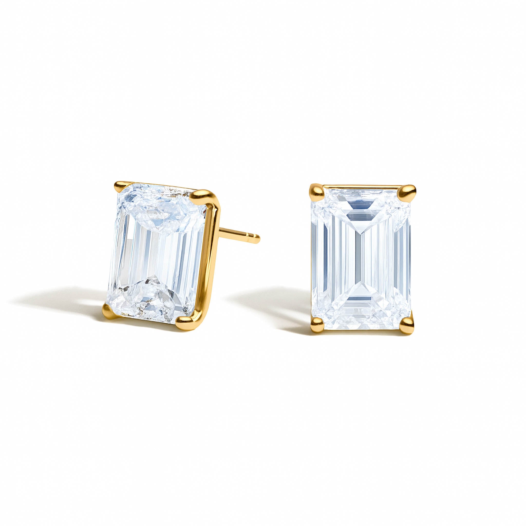 Emerald Cut Lab Grown Diamond Stud Earrings
