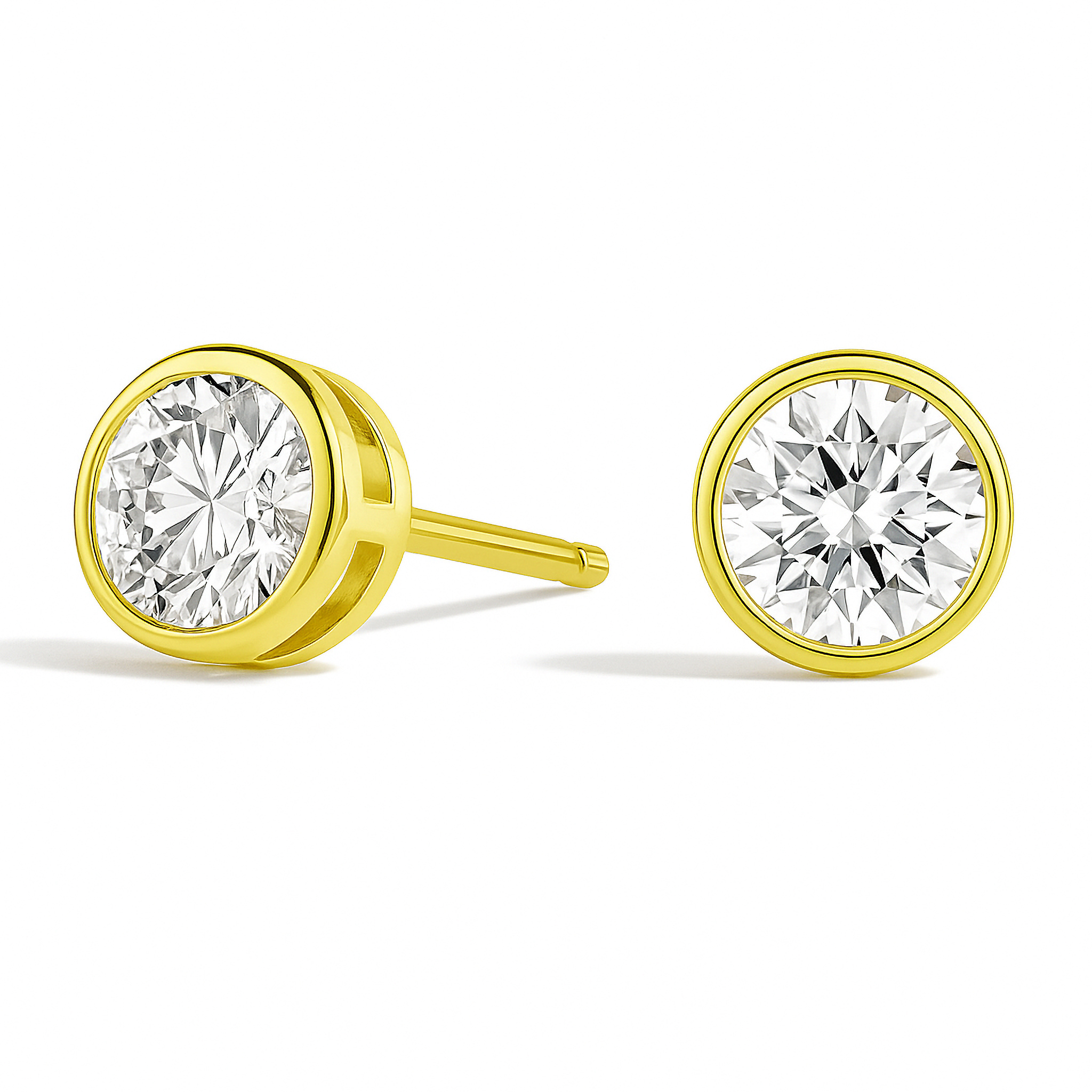 Lab Grown Round Diamond Bezel Stud Earrings