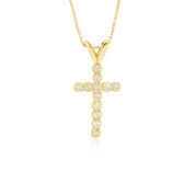 Floating Diamond Cross Necklace in 14K Yellow Gold