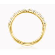 Three-Row Diamond Ring in 14K Gold