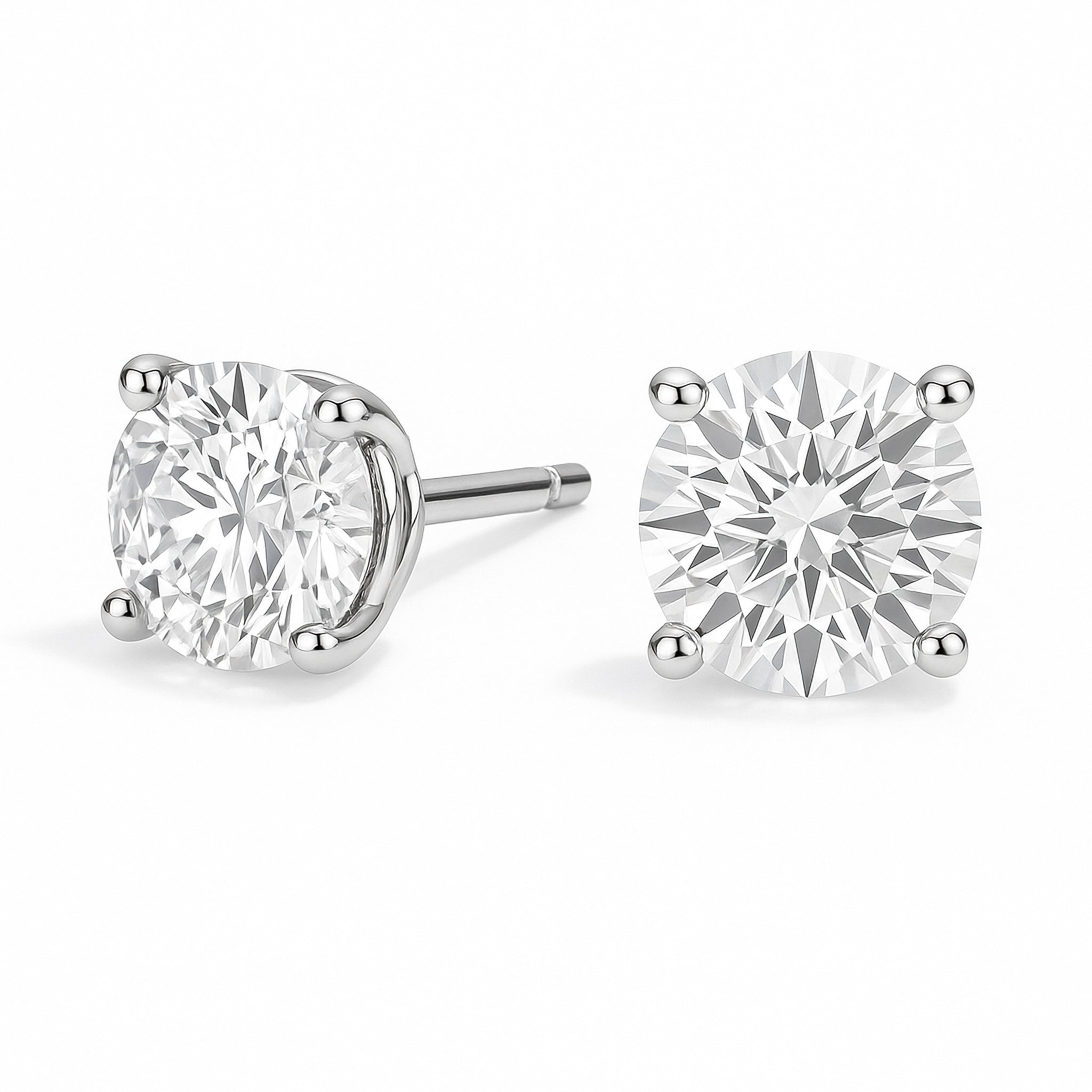 Lab Grown Round Diamond Stud Earrings