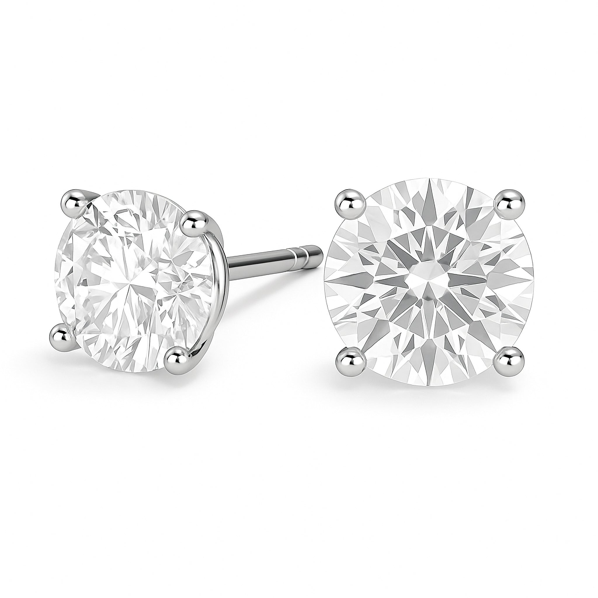 Lab Grown Round Diamond Stud Earrings