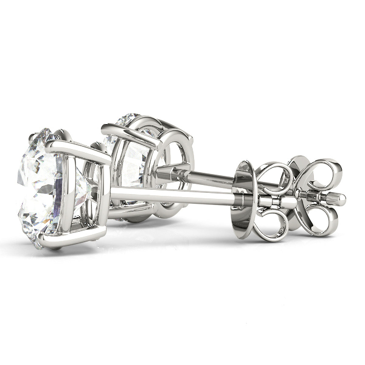 Four-Prong Lab Diamond Stud Earrings in 14k White Gold