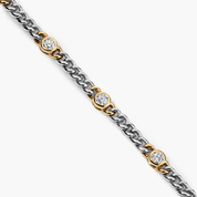Stationed Bezel Set Diamond Chain Bracelet in Two-tone 14K Gold