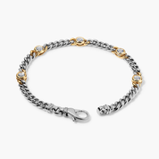 Stationed Bezel Set Diamond Chain Bracelet in Two-tone 14K Gold