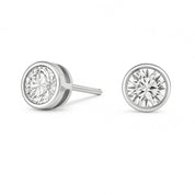 Lab Grown Round Diamond Bezel Stud Earrings