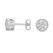 Lab Grown Round Diamond Bezel Stud Earrings