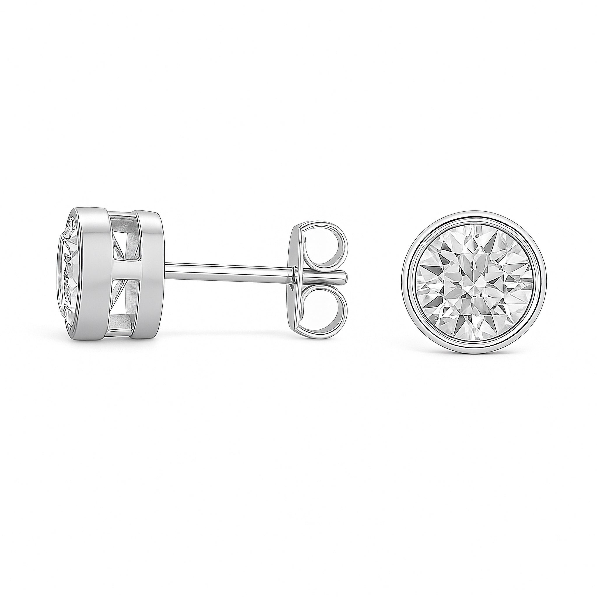 Lab Grown Round Diamond Bezel Stud Earrings
