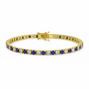 Alternating Diamond and Sapphire Tennis Bracelet