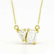 Toi Et Moi Pear and Emerald Lab Grown Diamond Pendant Necklace