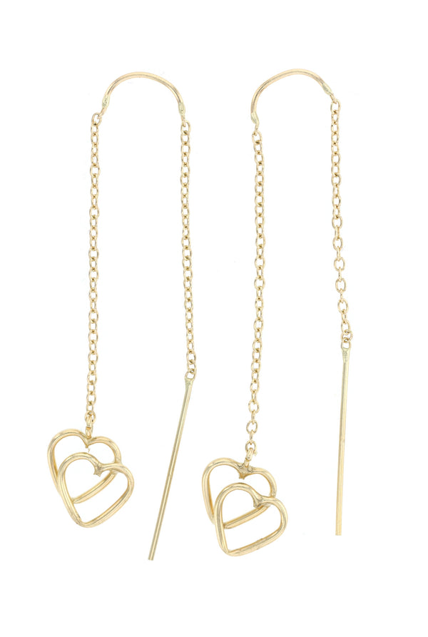 Heart Dangle Earrings in 14k Yellow Gold