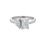 Toi Et Moi Emerald and Pear Diamond Ring