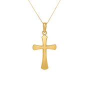 Graduated Round Tip Cross Necklace in 14K Yellow Gold