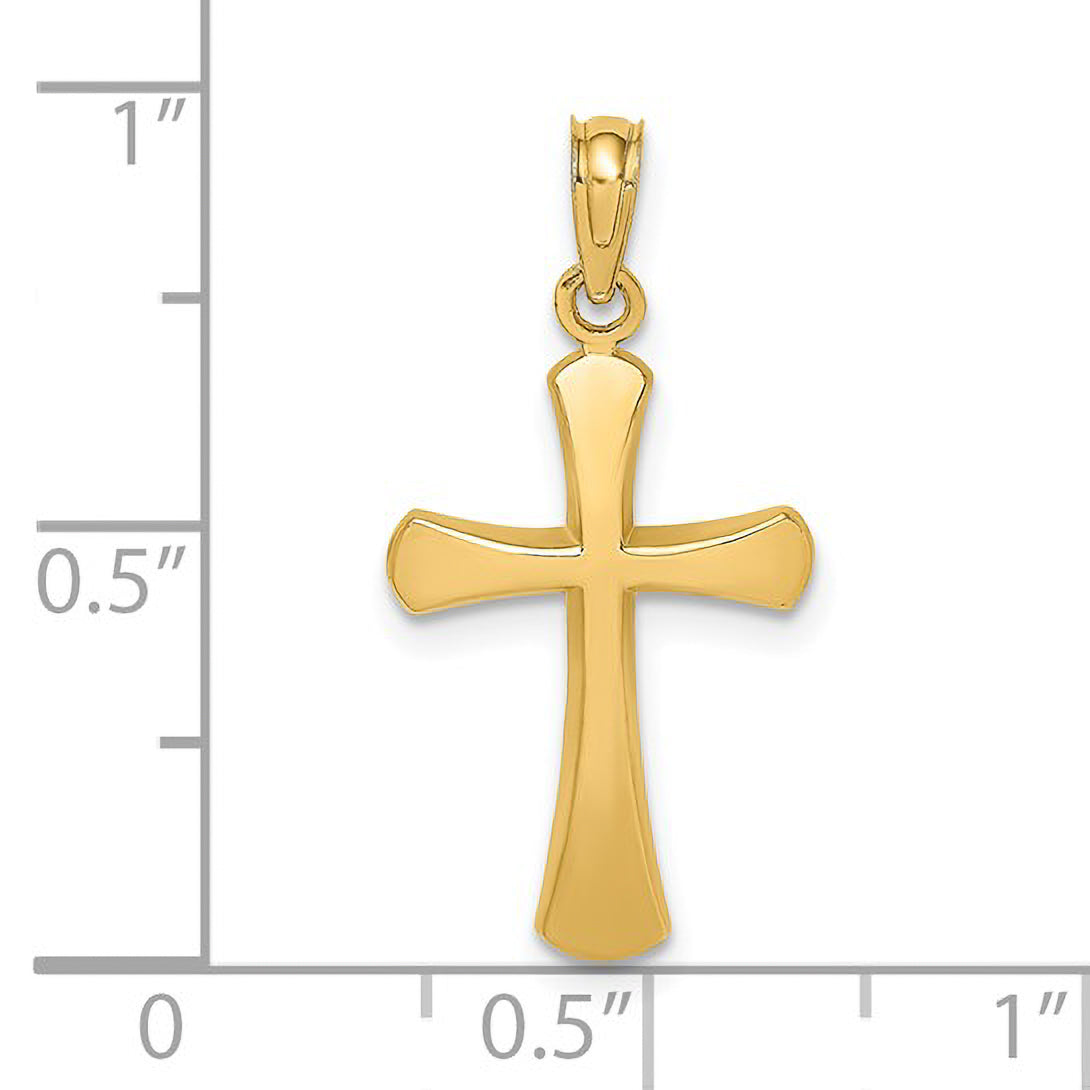 Graduated Round Tip Cross Necklace in 14K Yellow Gold