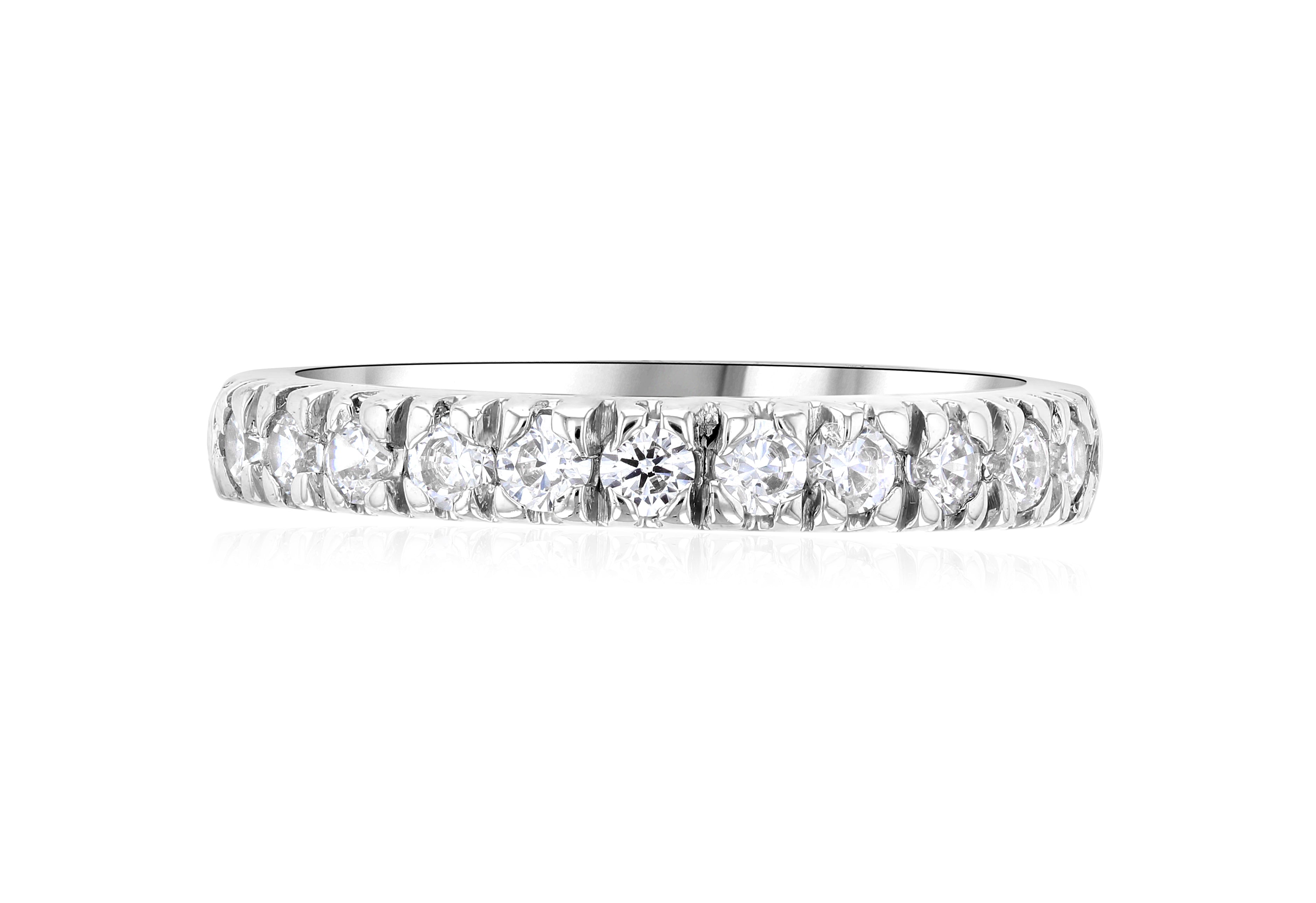 French Pavè Set Round Diamond Wedding Ring in 14k White Gold (0.50 ct. tw.)