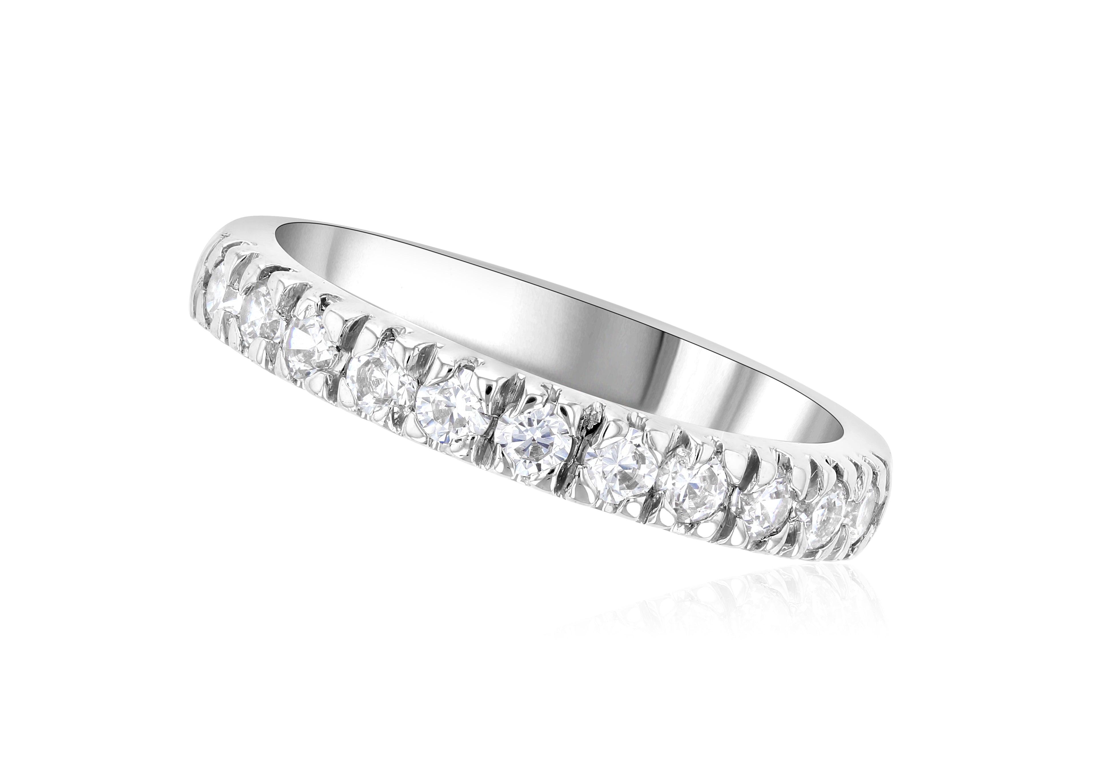 French Pavè Set Round Diamond Wedding Ring in 14k White Gold (0.50 ct. tw.)
