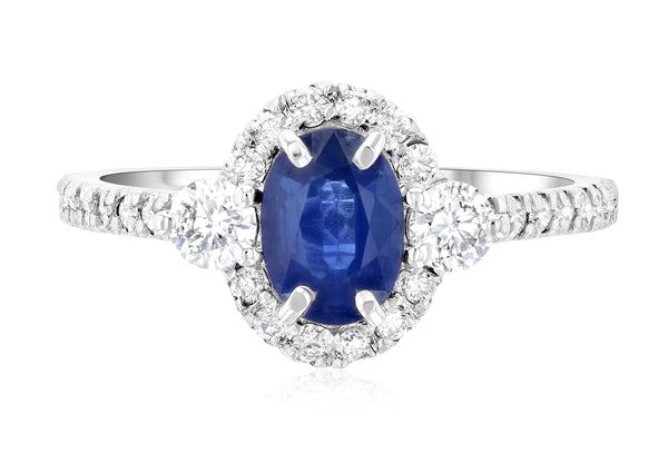 Sapphire Oval Diamond Halo Engagement Ring (1.60 ct. tw.)