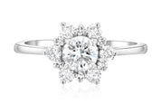 Diamond Star Halo Engagement Ring in 14k White Gold