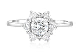 Diamond Star Halo Engagement Ring in 14k White Gold