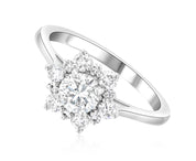 Diamond Star Halo Engagement Ring in 14k White Gold