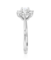Diamond Star Halo Engagement Ring in 14k White Gold