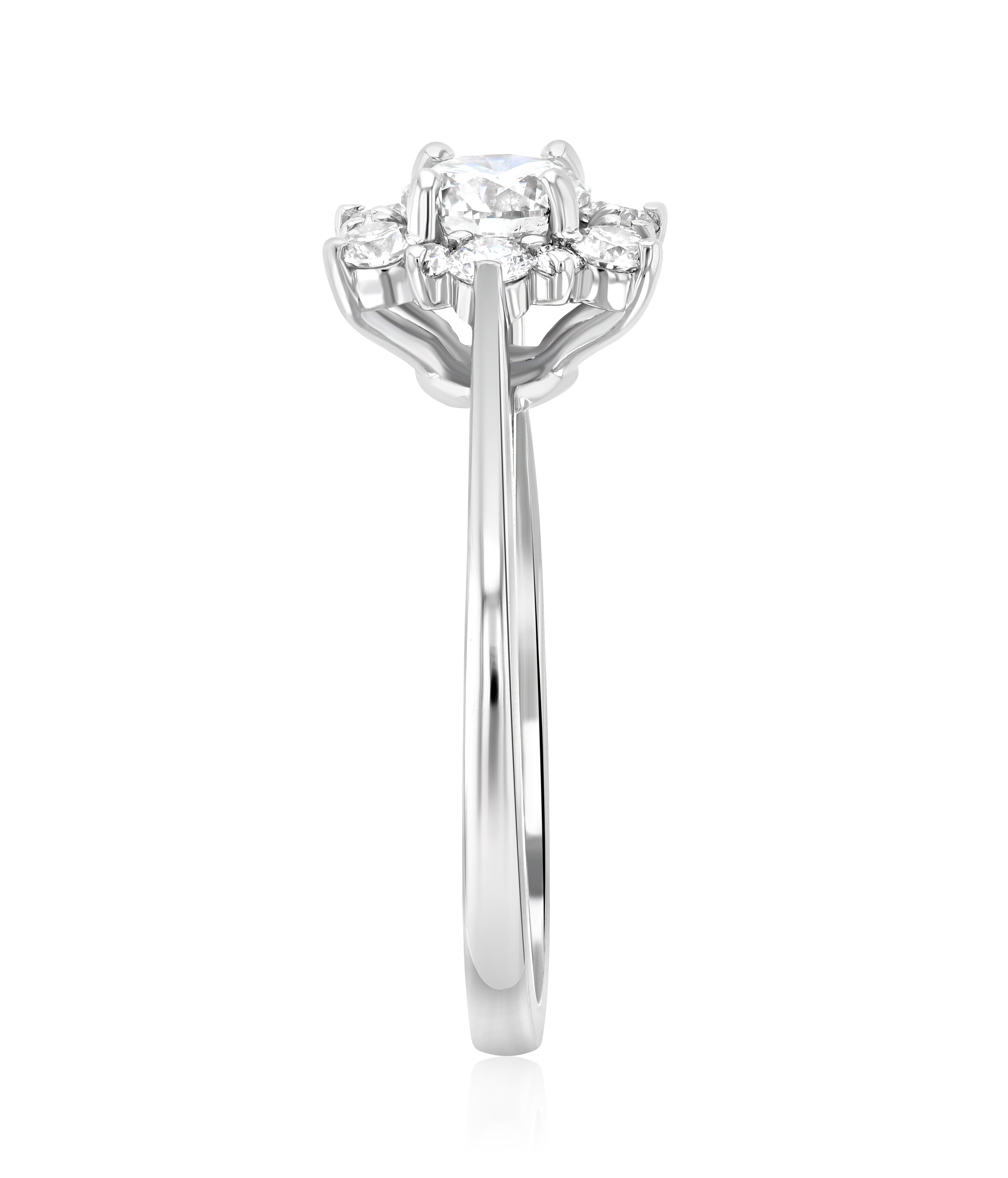 Diamond Star Halo Engagement Ring in 14k White Gold