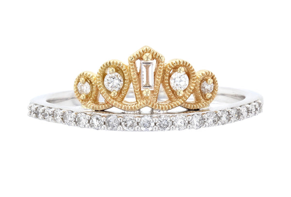 Baguette Diamond Crown Ring 14kt Two-tone Gold