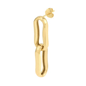 Pinched Oval Link Dangle Earrings in 14K Yellow Gold