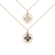 Reversible Diamond and Onyx Clover Pendant Necklace