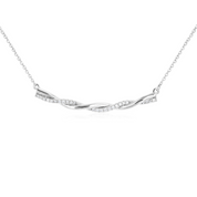 Diamond and Gold Twist Pendant Necklace in 14k White Gold