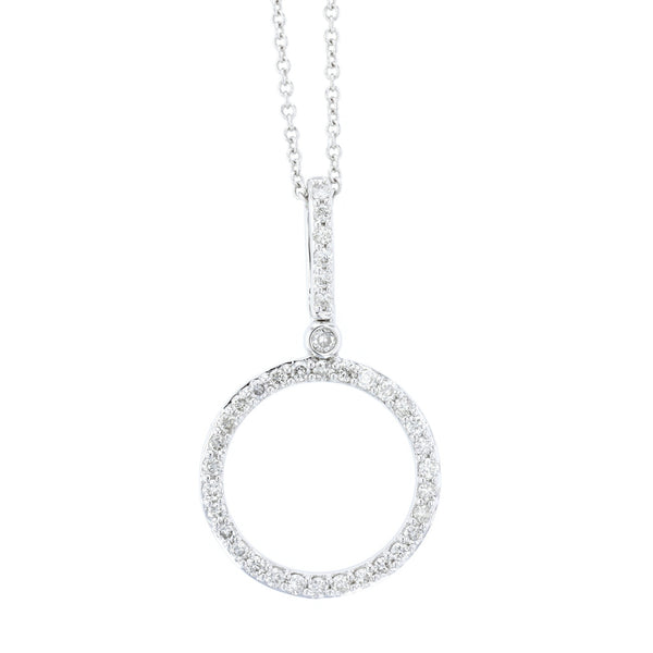 Diamond Circle Pendant Necklace in 14k White Gold