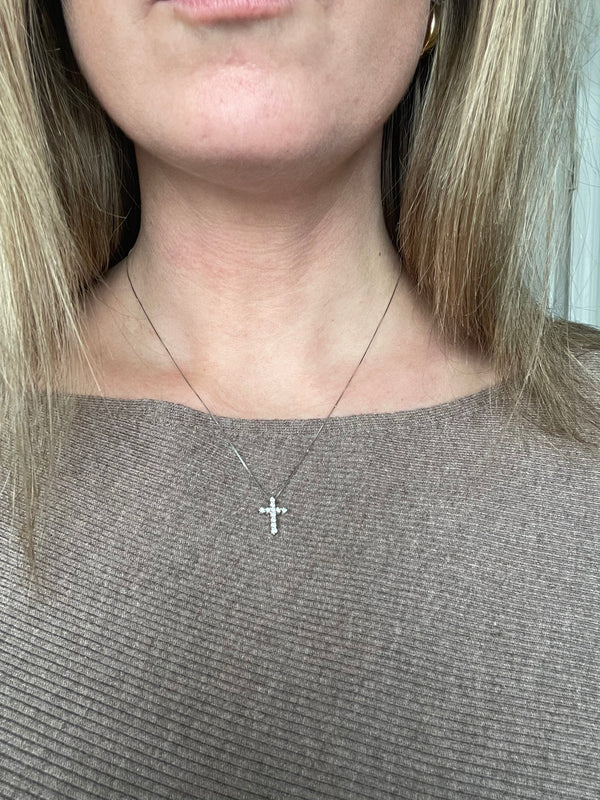 Petite Diamond Cross Pendant Necklace