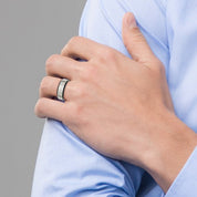 Black and Grey Brushed Titanium 8mm Men's Wedding Band Comfort Fit