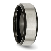 Black and Grey Brushed Titanium 8mm Men's Wedding Band Comfort Fit