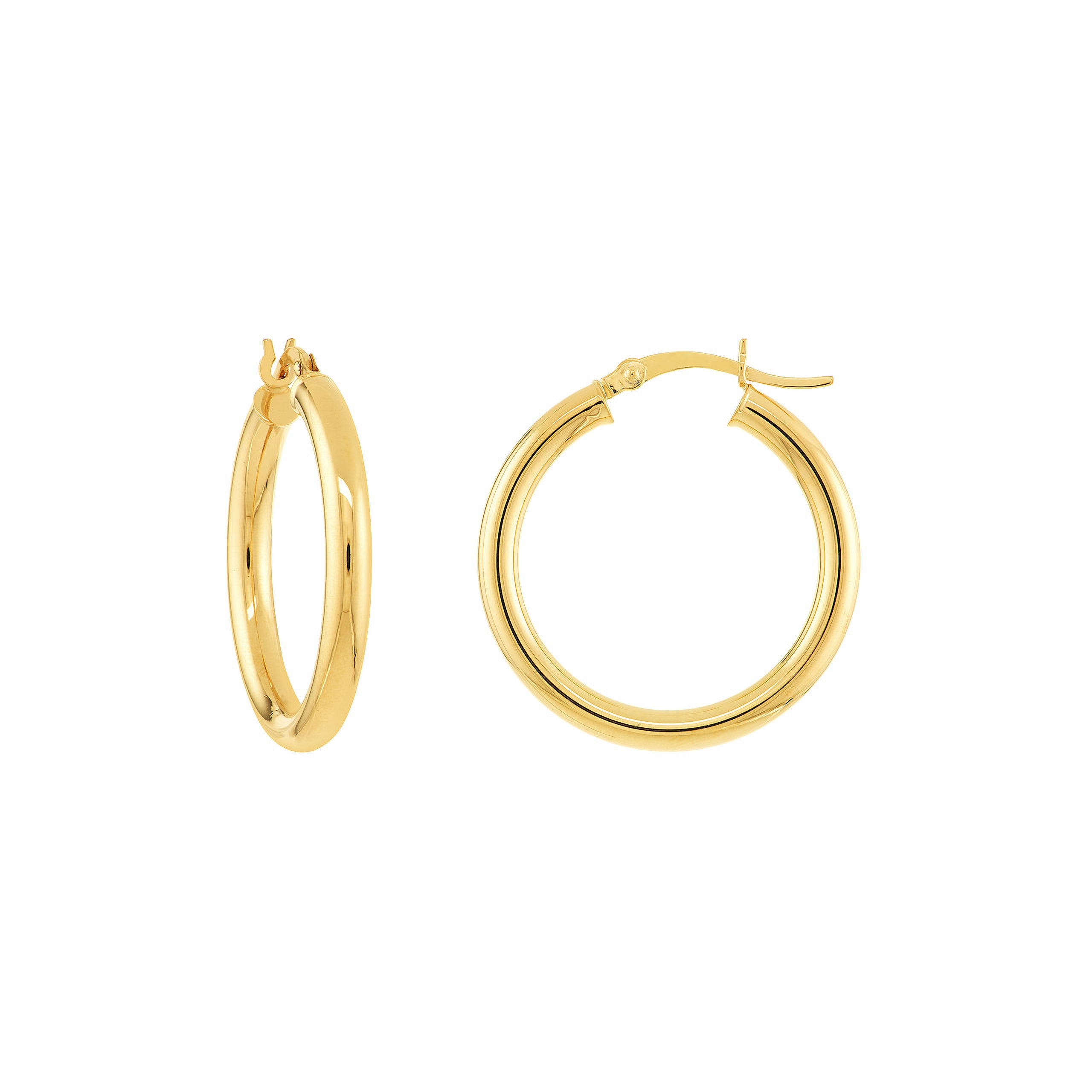Medium Tube Gold Hoop Earrings (3mm)