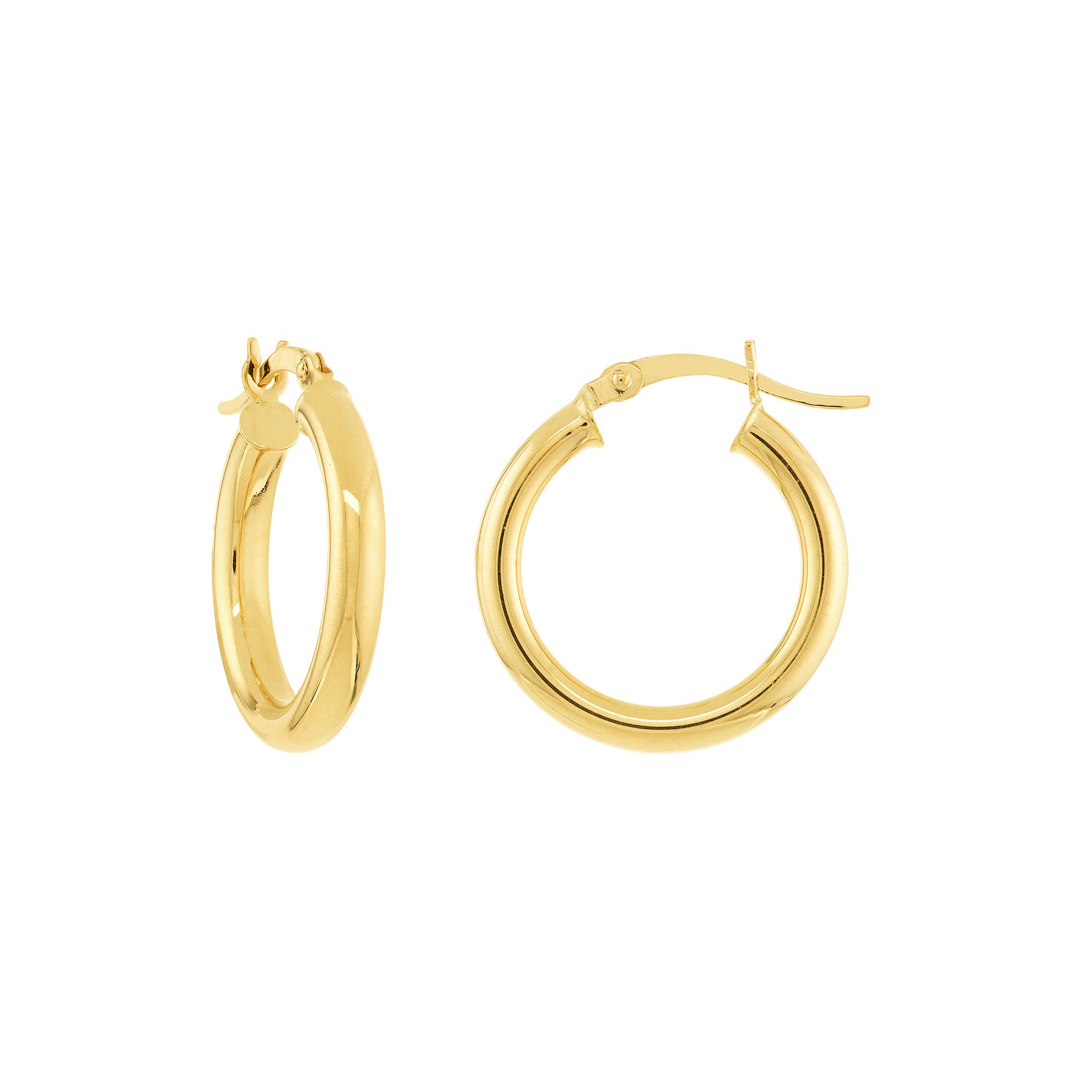 Medium Tube Gold Hoop Earrings (3mm)