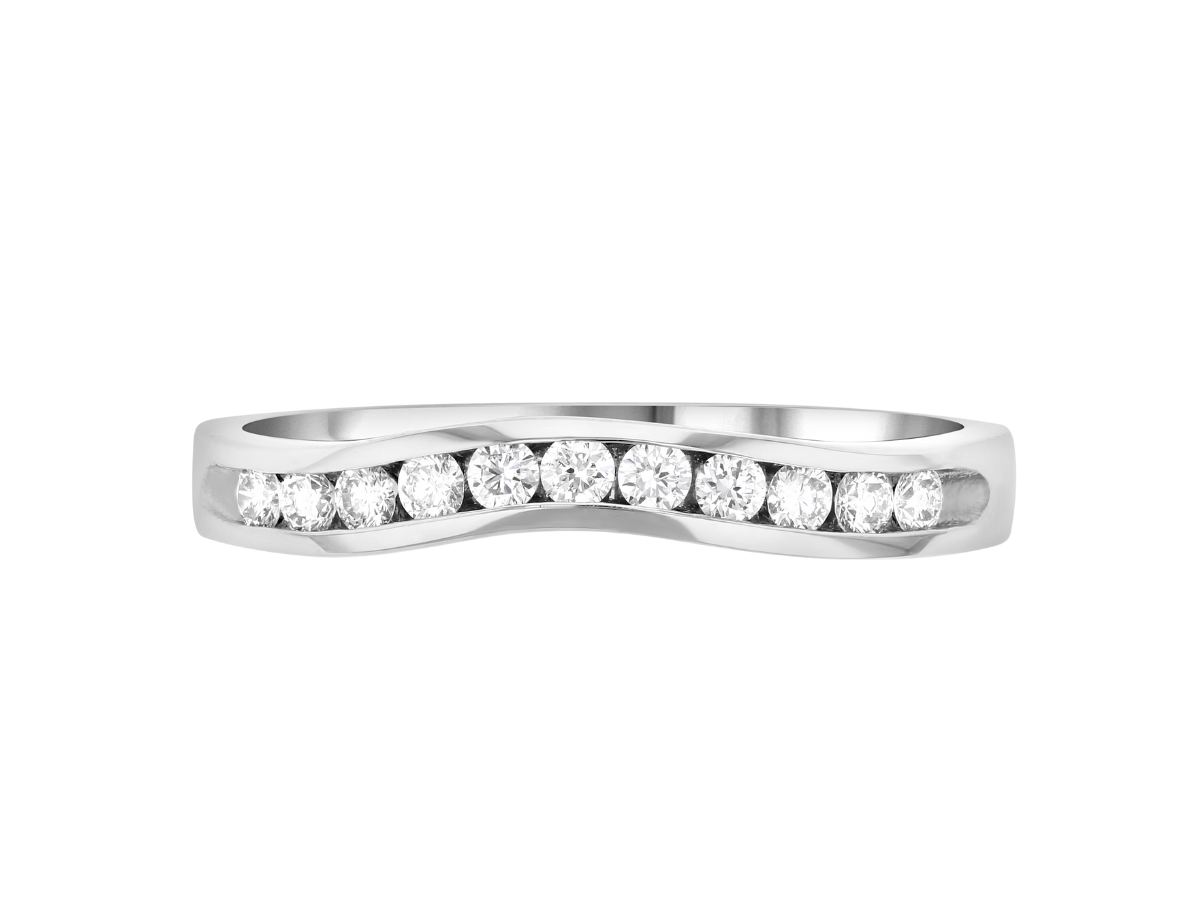 Channel Set Diamond Curved wedding ring image