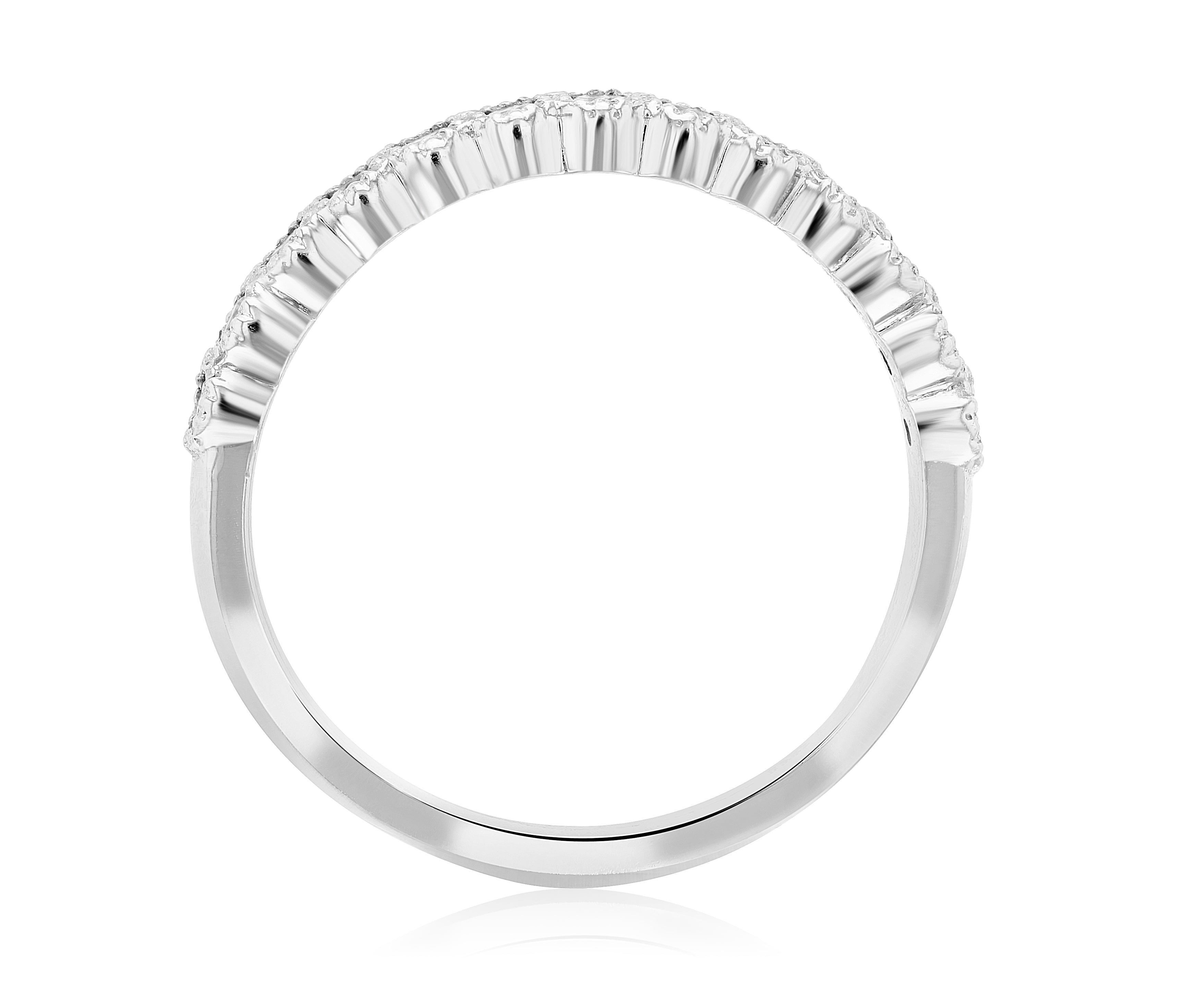 Petite Milgrain Halo Diamond Wedding Ring in 14k White Gold (0.27 ct. tw.)
