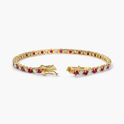 Alternating Diamond and Ruby Tennis Bracelet