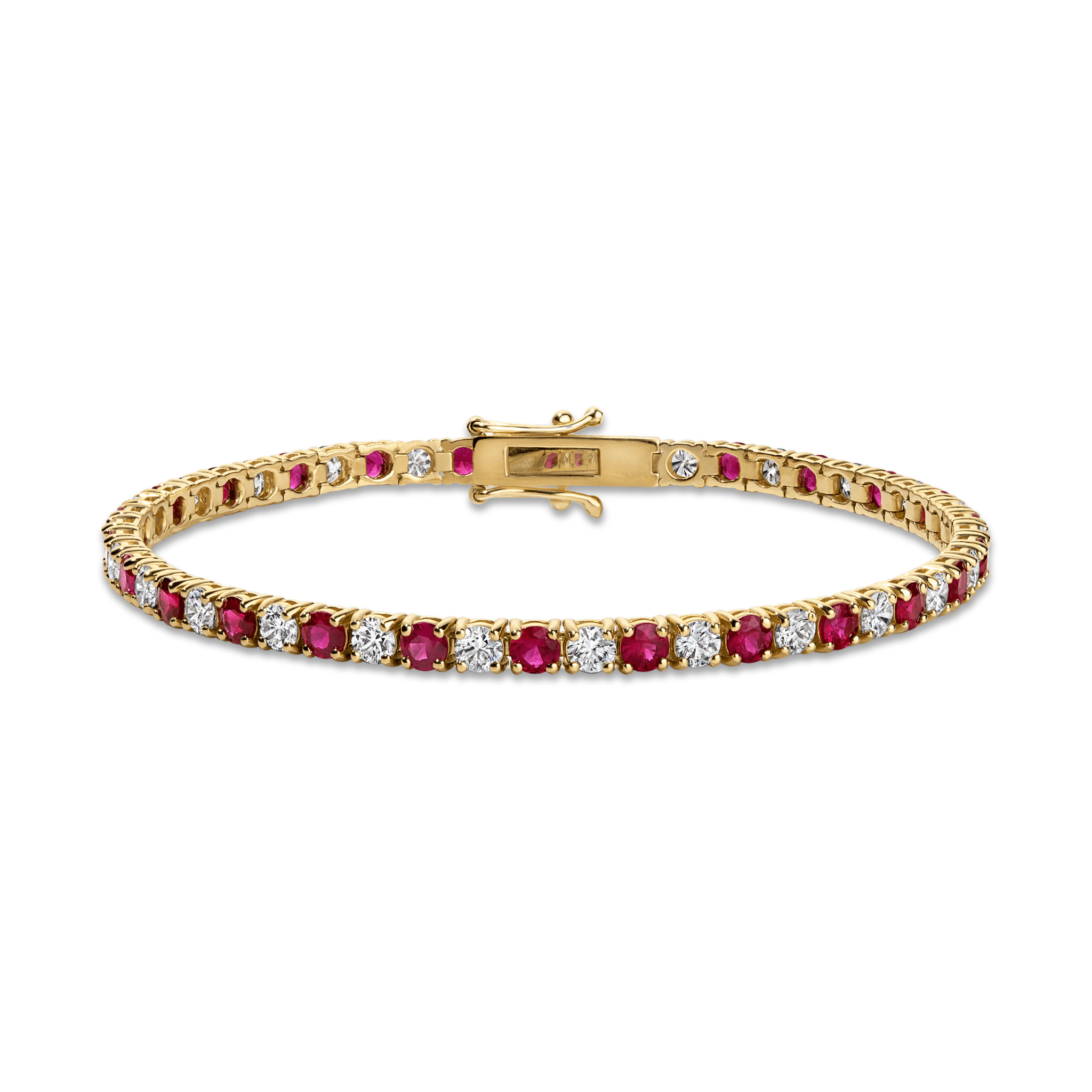 Alternating Diamond and Ruby Tennis Bracelet
