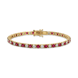 Alternating Diamond and Ruby Tennis Bracelet