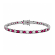 Alternating Diamond and Ruby Tennis Bracelet